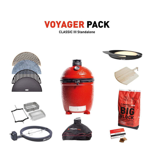 Kamado Joe Classic III Stand Alone Charcoal Grill With Voyager Pack