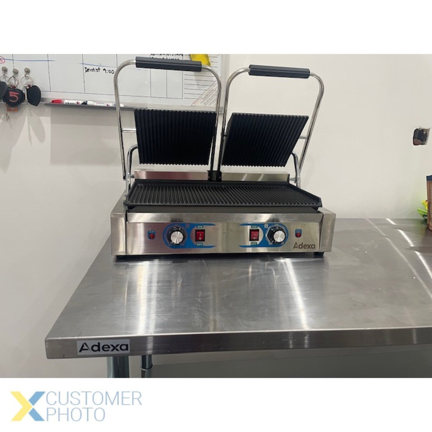 Heavy Duty Twin Panini Contact grill Dual Zone 3.6kW Ribbed | Adexa MLP813